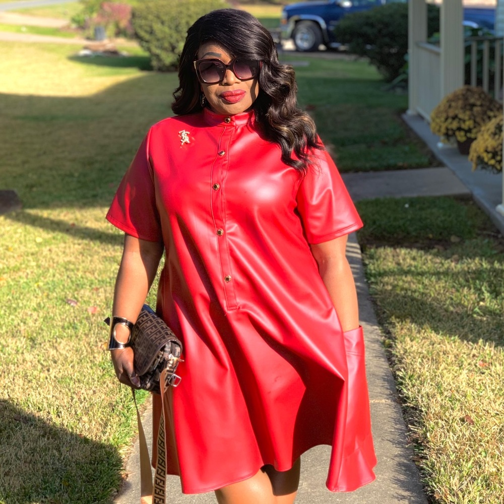 PU leather Coat dress